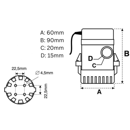 Bilgenpumpe 12V | Tauchlenzpumpe 32 l/min (1890 l/h)