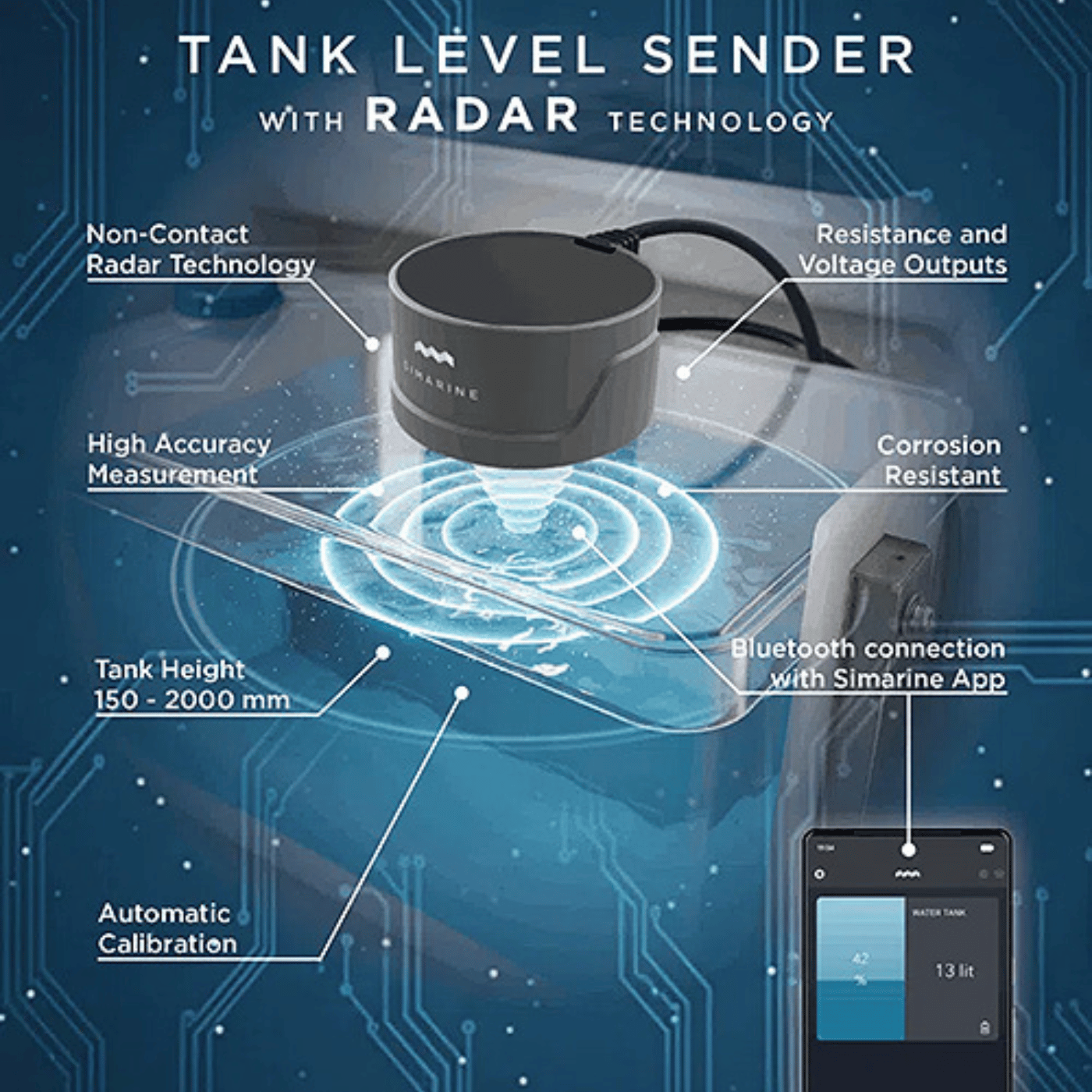 Simarine STR2 Radar Tanksensor – NMEA2000 & Bluetooth